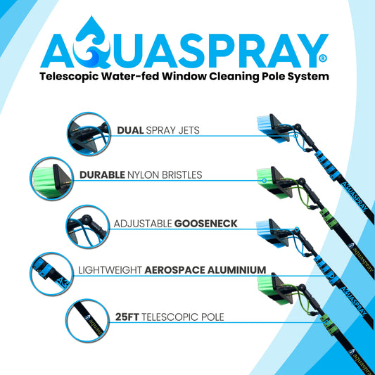 Aquaspray 25ft Telescopic Water-Fed Window Cleaning Pole