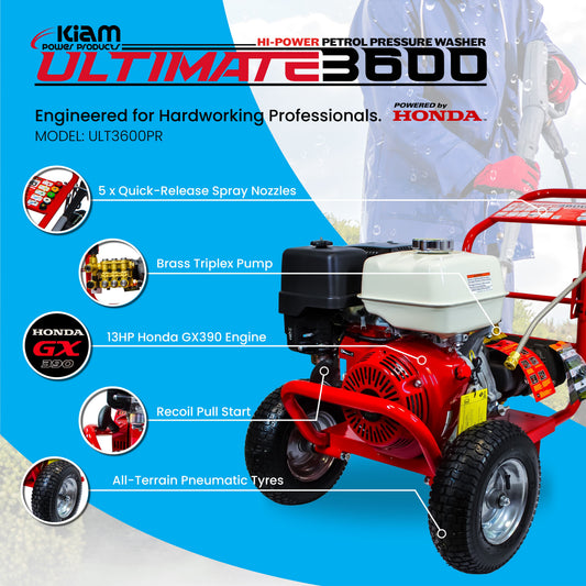 Kiam 3600PR Honda GX390 Petrol Pressure Washer, 15 LPM