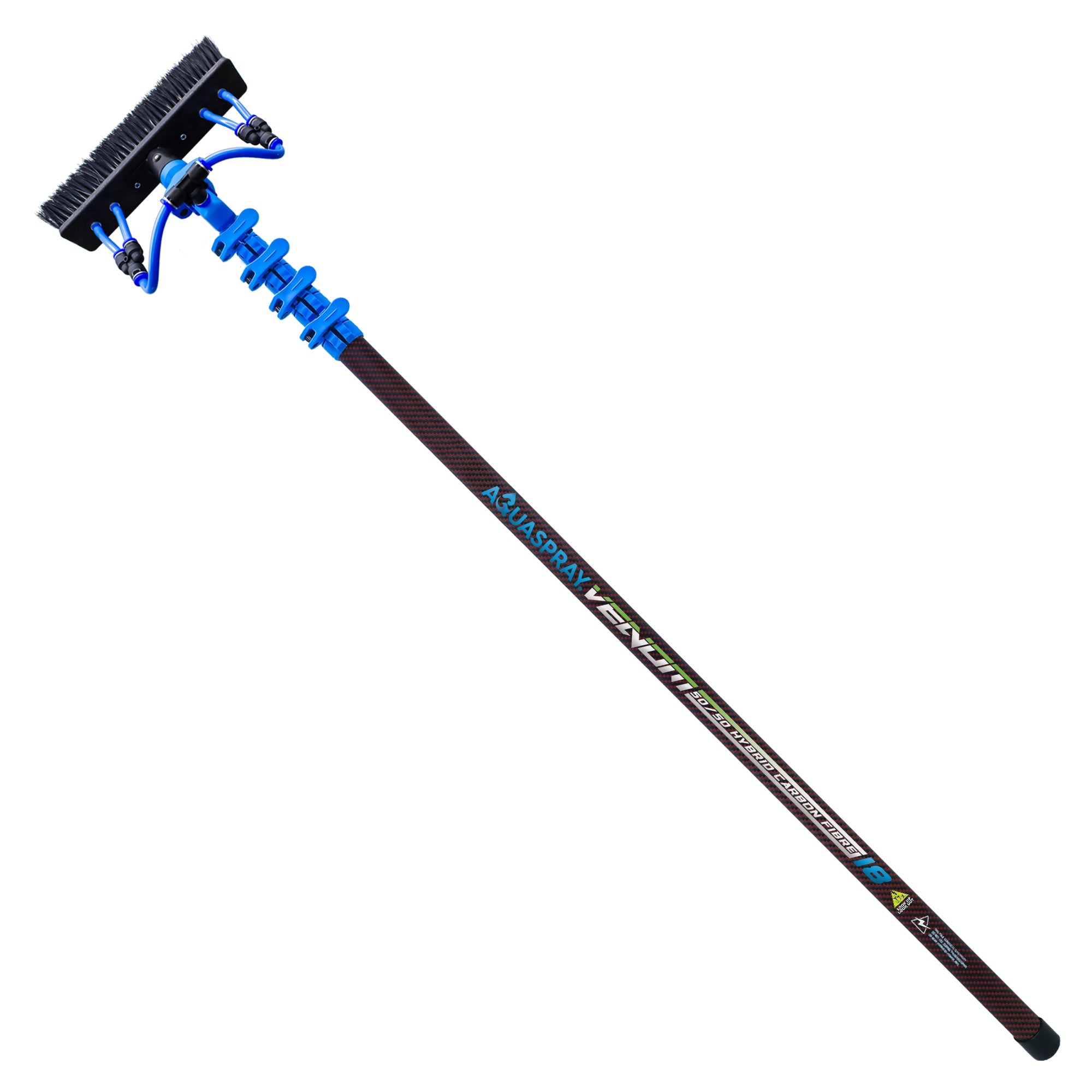 Aquaspray® Venom 18ft 50% Carbon 50% Fiberglass Kevlar Insulated Waterfed Window Cleaning Pole – 4 Sections