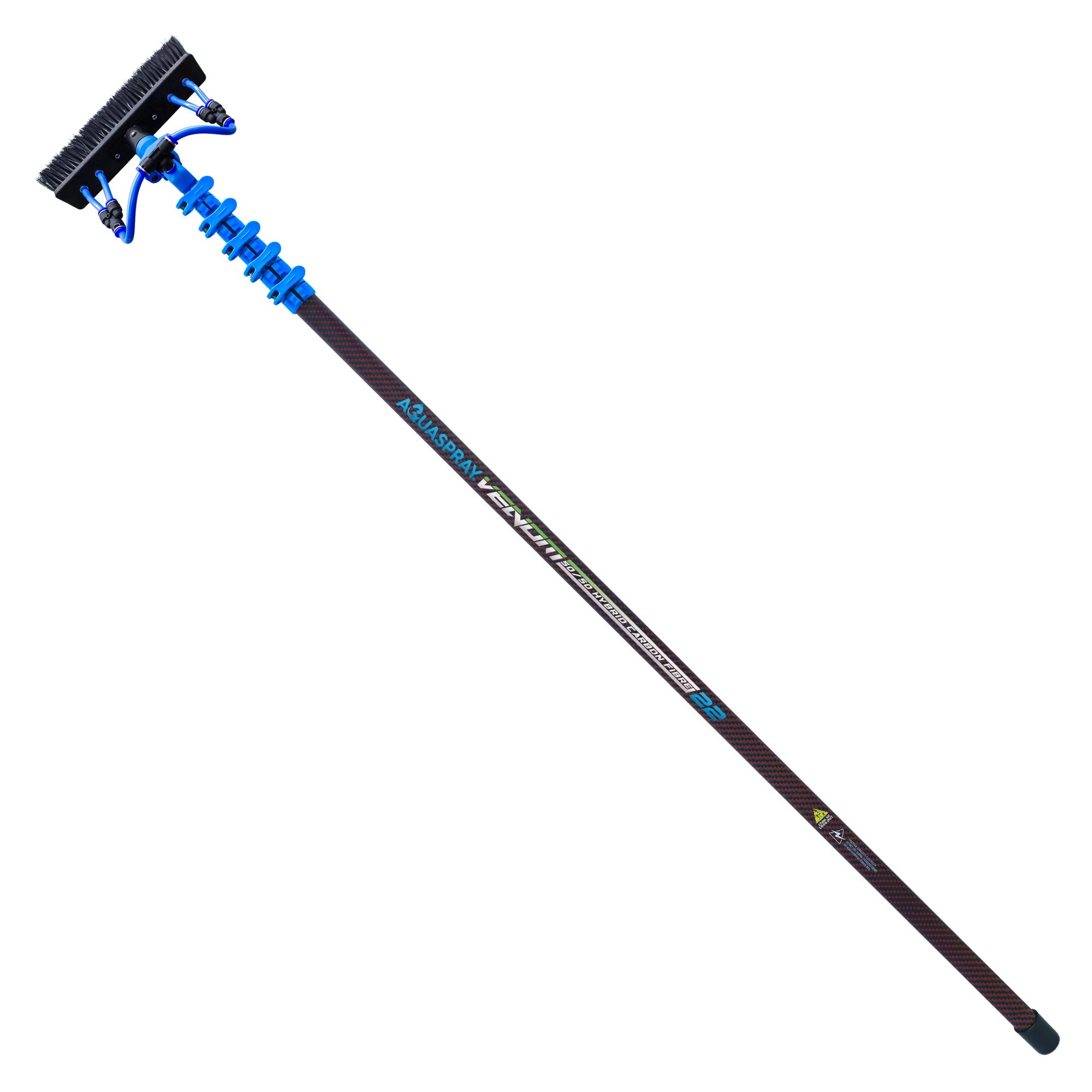 Aquaspray® Venom 22ft Kevlar 50% Carbon 50% Fiberglass Insulated Waterfed Window Cleaning Pole – 5 Sections