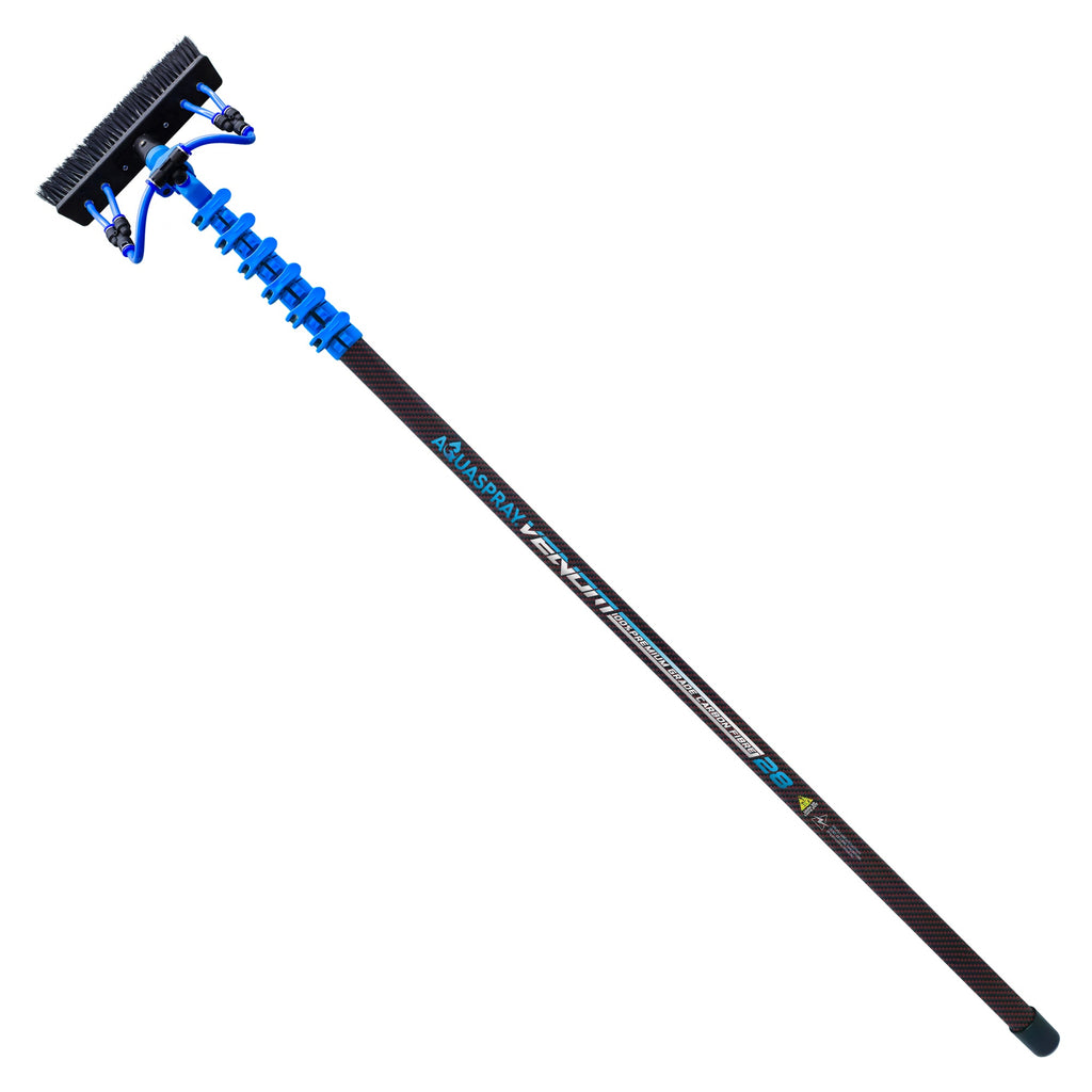 Aquaspray® Venom 28ft 100% Carbon Kevlar Insulated Waterfed Window Cleaning Pole 6-Section