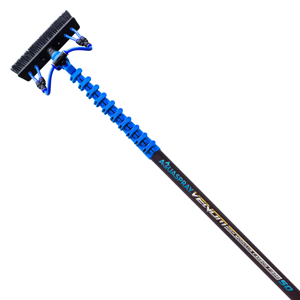 Aquaspray® Venom 50ft Kevlar Insulated 30T High-Mod Waterfed Window Cleaning Pole – 10-Section