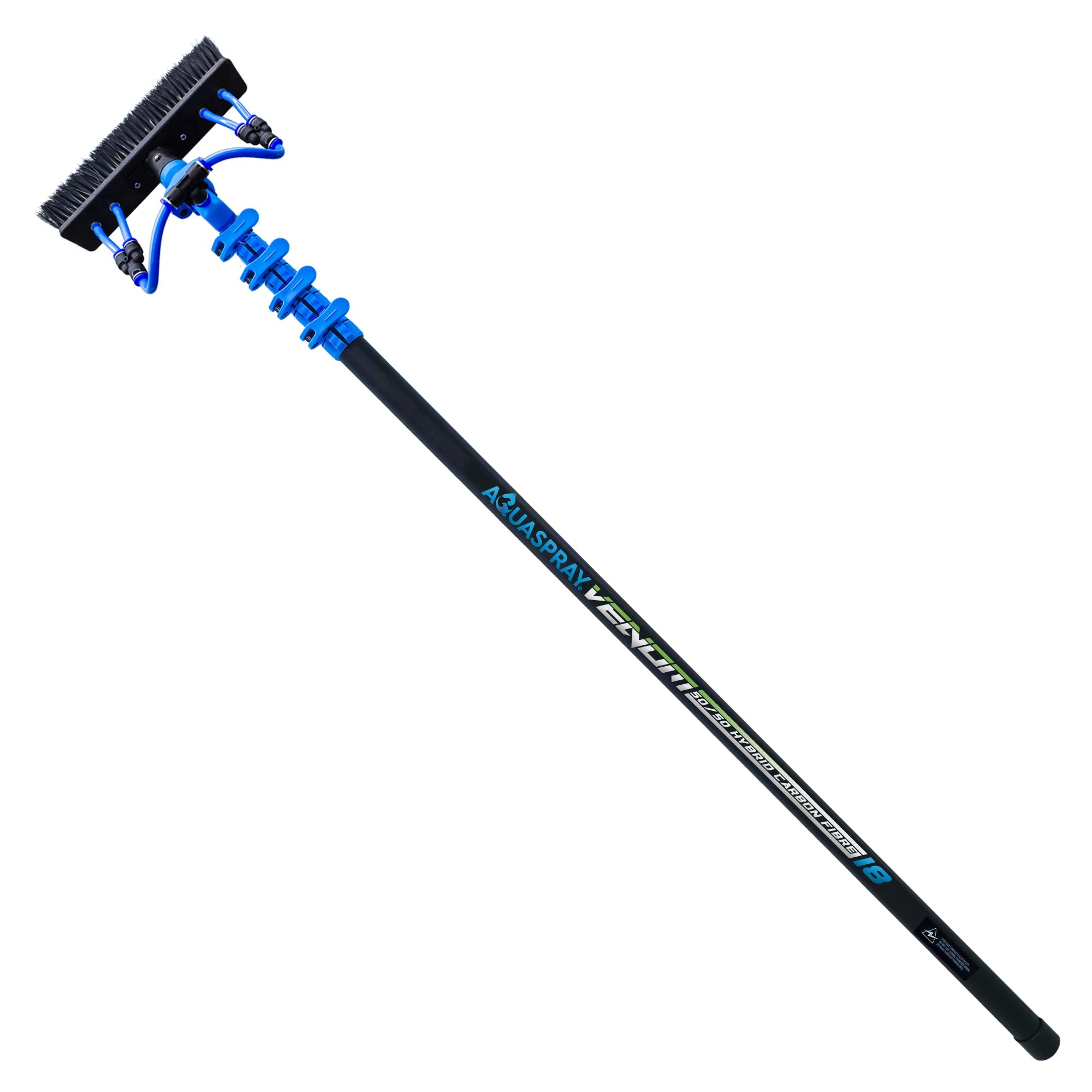 Aquaspray® Venom 18ft 50% Carbon 50% Fiberglass Waterfed  Window Cleaning Pole – 4 Sections