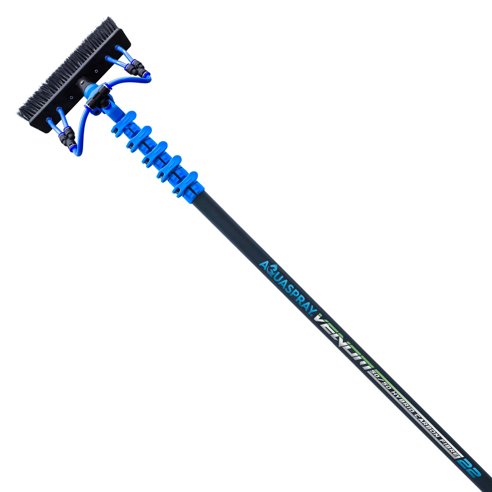 Aquaspray® Venom 22ft 50% Carbon 50% Fiberglass Waterfed  Window Cleaning Pole – 5 Sections