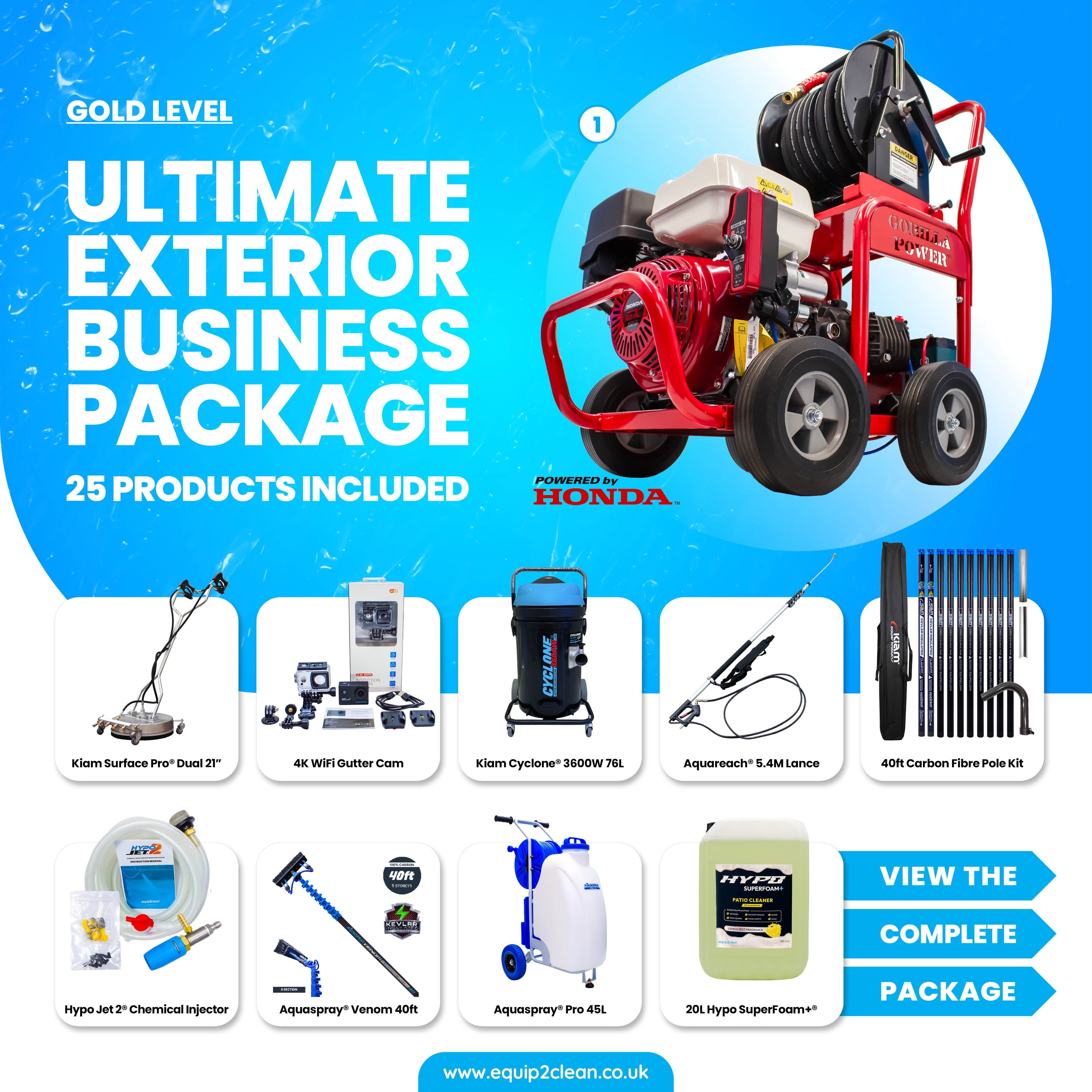 Gold - Ultimate Honda Exterior Business Start-Up Package - Pressure washing, Gutter, Window, Roof cleaning equipment