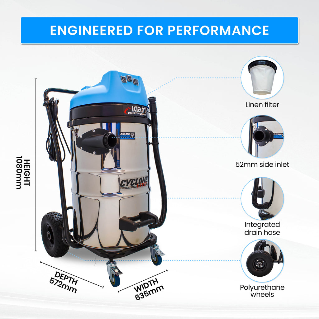 Cyclone Lite® KV80 Gutter Vacuum 3600W - Side Entry