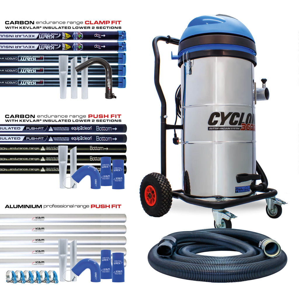 Kiam CYCLONE® All Terrain Gutter Vacuum System 3600W 100L Stainless Steel