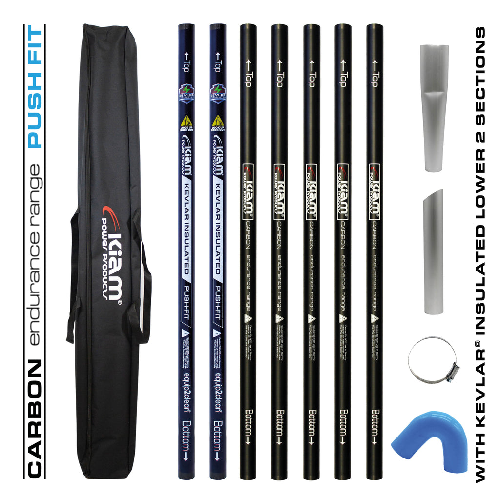 CARBON Fibre Endurance Range Push-fit Gutter Vacuum Pole Kit (51mm Diameter) 20ft-40ft Kits