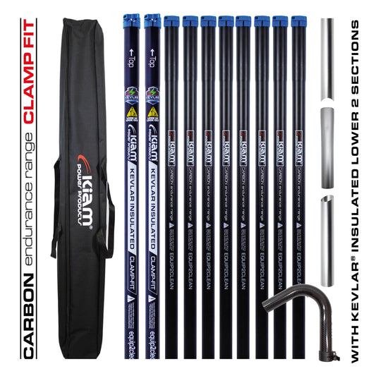 51mm Clamped Carbon Gutter Vacuum Pole Kits, 20-40ft