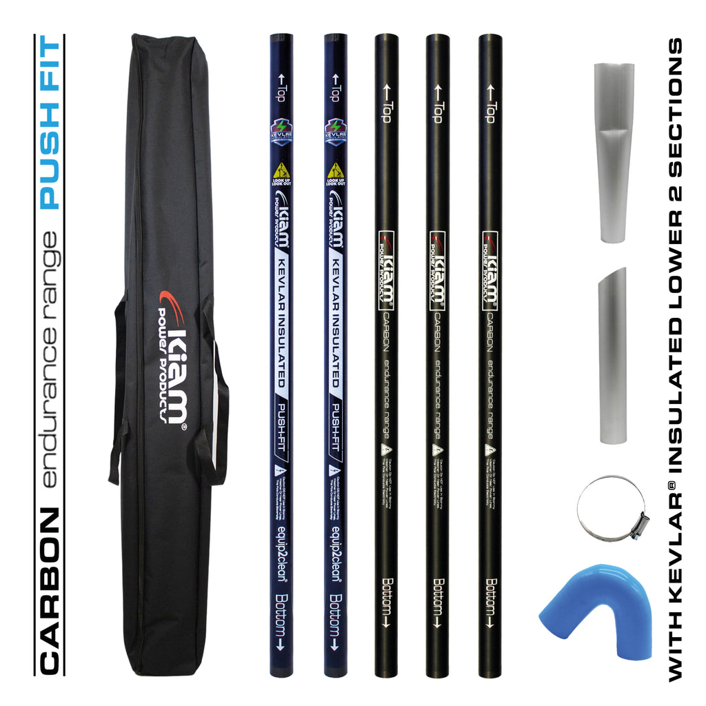 CARBON Fibre Endurance Range Push-fit Gutter Vacuum Pole Kit (51mm Diameter) 20ft-40ft Kits