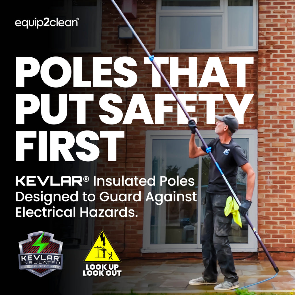 Aquaspray® Venom 50ft Kevlar Insulated 30T High-Mod Waterfed Window Cleaning Pole – 10-Section