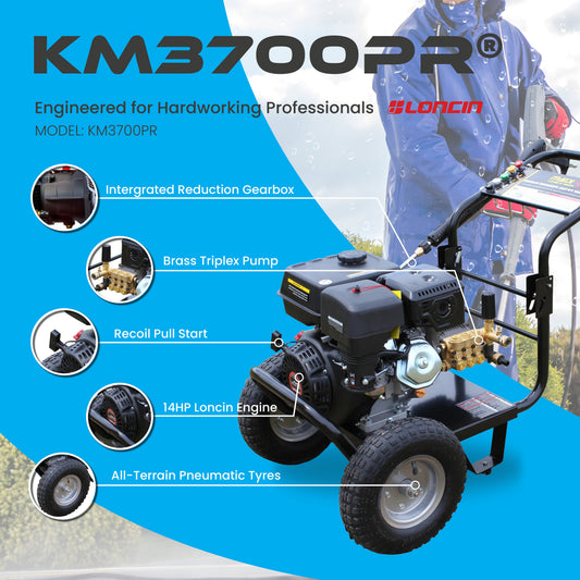Kiam KM3700PR 14HP Gearbox Petrol Pressure Washer