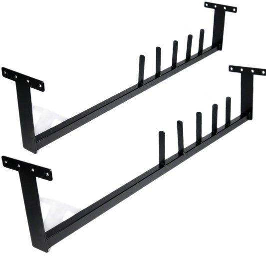 Pure Freedom Internal pole rack in mild steel powder coated installed inside a professional window cleaning van, securely storing water fed poles along the vehicle roof to maximise floor space and protect equipment during transport.