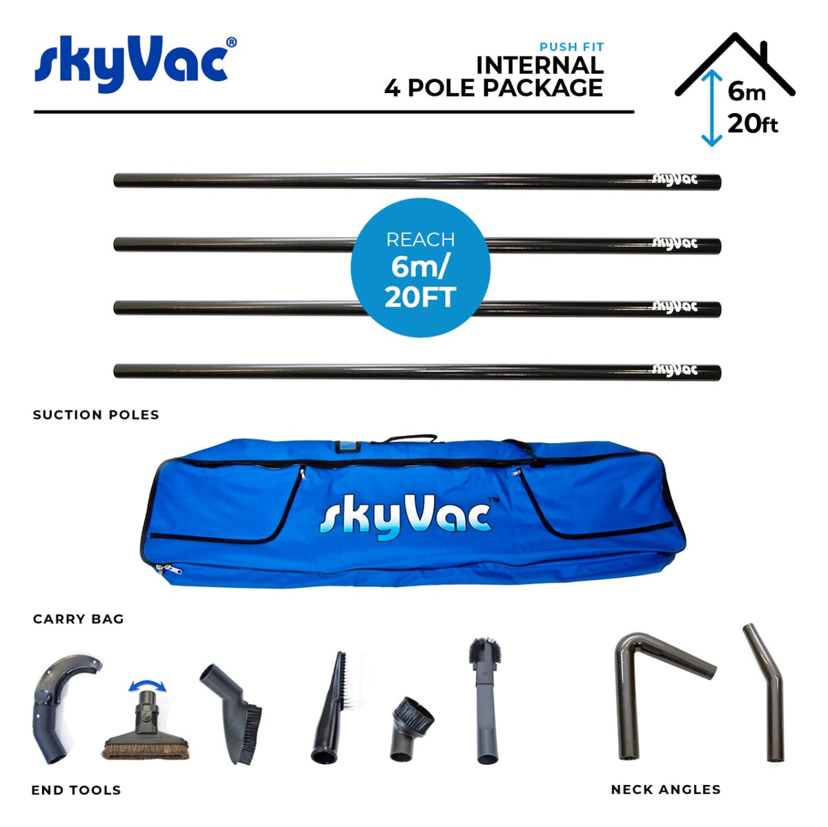 skyVac® Push Fit 44mm Pole Package