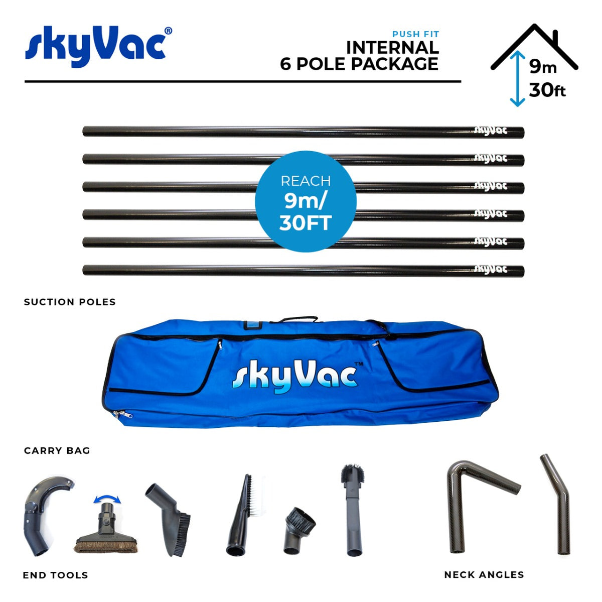 skyVac® Push Fit 44mm Pole Package